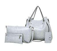 Casual Reto FashionLeather Borsa da donna Set di 4 borse a tracolla Borsa Tote Holder Shopper Borse da viaggio Tote Bags, Grigio, Taglia unica