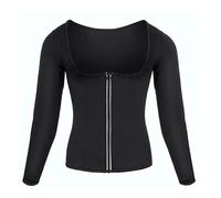 Casual Shapewear per donne ragazza sauna gilet con cerniera manica lunga camicia dimagrante allenamento top body shaper vita trainer per le donne piccolo, Nero , XL