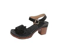 Casual Side Hollow Cintura Fibbia Fondo Piatto Scarpe Romane Donna Estate Sandali Moda Donna Sandali Nove Piatto Sandalo per le Donne, Nero , 7.5 UK 3X-Narrow