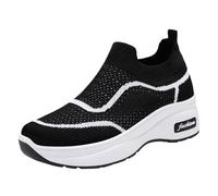 Casual Summer Thick Soled Comfort Sneakers Soft Breathable Mesh Walking Shoes with Hidden Height Increase (Black, 40)