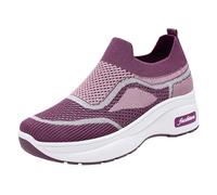 Casual Summer Thick Soled Comfort Sneakers Soft Breathable Mesh Walking Shoes with Hidden Height Increase (Purple, 38)