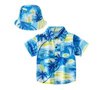 Casual Turistico Costume Hawaiian Camicia per Bambini Ragazzi Manica Corta Button Down Vacanza Cool Tropical Aloha Vestito Camicie Ragazze Floreale Colorato Cartoon Carino Risvolto Estate Spiaggia