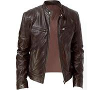 Casual Uomo Giacca in Pelle Impermeabile Cerniera Vintage Giacca Teddy Giacca Baseball Casual Similpelle Giacca Moto Motociclista Casual Cappotto Militare Giacca Outwear, marrone, S, Giacca