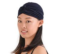 Casualbox Twist Pieghe Testa Incarto Turbante Cappellino Chiromante Cappello retrò Vintage Marino