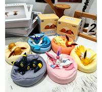 (Casuale 1 pezzo) Pokémon Eevee e tutte le sue evoluzioni Serie Sweet Sleep, statuetta da scrivania carina a tema cartone animato, statua da collezione morbida e sognante, decorazione kawaii per camer