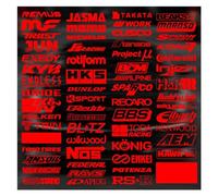 Casuale 15 pz Racing Sponsor Adesivi E Decalcomanie for JDM EDM Race Turbo Drift Set Riflettente Auto Impermeabile Decalcomania Del Vinile -61 Stili (Color : Red, Size : 15CM Length)