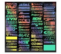 Casuale 15 pz Racing Sponsor Adesivi E Decalcomanie for JDM EDM Race Turbo Drift Set Riflettente Auto Impermeabile Decalcomania Del Vinile -61 Stili (Color : Reflective laser, Size : 20CM Length)