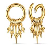 Casvort 2 pesi ipoallergenici punk eclissi per orecchie allungate in acciaio inossidabile 316 da 4 mm, 6 g, per orecchie alla moda, piercing per il corpo, for 6G or Larger, Metallo, Non pietra