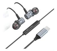 Caswynlife Auricolari in metallo cablato con microfono, jack da 3,5 mm e | Chip digitale di tipo C, per cuffie Hi-Fi Bass, diaframma ad anello in rame per musica, chiamate, giochi, argento bianco