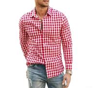 Caswynlife Camicia casual button-down a maniche lunghe scozzese da uomo | Tessuto traspirante, regolare per adattarsi agli spostamenti quotidiani, morbido materiale elasticizzato per primavera e
