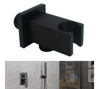 Caswynlife Connettore a gomito quadrato nero per doccia, in ottone, staffa di supporto per cornetta con filettatura maschio G 1/2", per la maggior parte dei soffioni doccia portatili