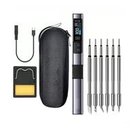 Caswynlife Kit Saldatore Intelligente HS-02A, 100W PD Fast Heat Type-C Stazione con Schermo da 0.96", Corpo in Lega CNC, 6 Punte e Supporto per Riparazione Elettronica