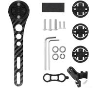 Caswynlife Supporto per computer da bici in fibra di carbonio, con supporto per action camera e staffa leggera, estensione regolabile a 180°, per Garmin e accessori da ciclismo (143 mm)