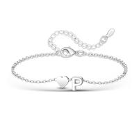 Casxyue Bracciale Donna Ragazza Argento 925 Bracciale Iniziale con Ciondolo Cuore e Lettera A-Z Gioielli Donna Regalo Natale Compleanno (P)