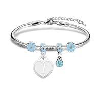 Casxyue Braccialetti da donna con ciondolo a forma di iniziale, in argento, con lettere dalla A alla Z, ciondolo a forma di cuore, gioielli per compleanni, regali di Natale per donne e ragazze, 2cm