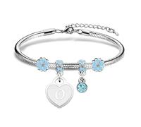 Casxyue Braccialetti da donna con ciondolo a forma di iniziale, in argento, con lettere dalla A alla Z, ciondolo a forma di cuore, gioielli per compleanni, regali di Natale per donne e ragazze