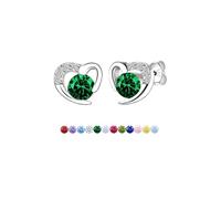 Casxyue Orecchini a perno in argento S925 per donne e ragazze, con pietra portafortuna a forma di cuore, con zirconia cubica, regalo di compleanno o di Natale per le donne, Misura unica, Rame, Nessuna