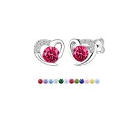 Casxyue Orecchini a perno in argento S925 per donne e ragazze, con pietra portafortuna a forma di cuore, con zirconia cubica, regalo di compleanno o di Natale per le donne, Misura unica, Rame, Nessuna