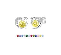 Casxyue Orecchini a perno in argento S925 per donne e ragazze, con pietra portafortuna a forma di cuore, con zirconia cubica, regalo di compleanno o di Natale per le donne, Misura unica, Rame, Nessuna