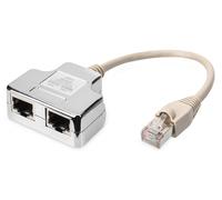 CAT 5e, 2x 1:1, patch cable adapter, shielded 2x RJ45-socket to 1x RJ45-Plug, length 0.19 m