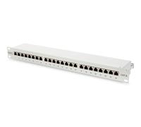 CAT 6, Class E Patch Panel CAT 6 shielded - 1HE 24-Port grey