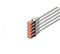 CAT 6 S-FTP patch cord, Cu, LSZH AWG 27/7, length 10 m, 5 pieces, color grey