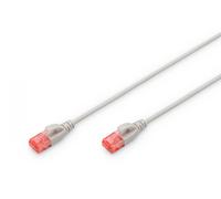 DIGITUS - Cavo patch slim Cat-6, 3 m, schermatura UTP, conduttori in rame - guaina LSZH - Cavo di rete - Grigio, Cat-6 - 3 m, Cavo patch sottile - U-UTP - LSZH