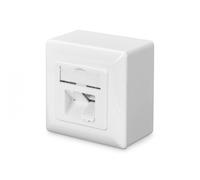 CAT 6 wall outlet, shielded, 2x RJ45 8P8C, LSA, pure white, surface mount