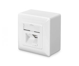 CAT 6 wall outlet, shielded, 2x RJ45 8P8C, LSA, pure white, surface mount
