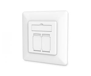 CAT 6A Class EA network outlet, shielded 2x RJ45, LSA, pure white, flush mount, 8 direction