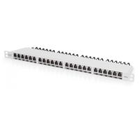 CAT 6A EA patch panel, shielded, 24-port RJ45 dust cover, 8P8C, 0.5U, grey RAL 7035
