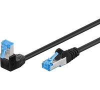 CAT 6A patchcable 1x 90ÃÂ°angled, S/FTP (PiMF), black, 0.25 m - latch on top, LSZH halogen-free, copper NEW