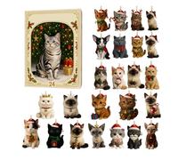 Cat Advent Calendars 2025, 24 Days Cat Lovers Christmas Countdown Calendar with 2D Acrylic Cute Cats Ornaments for Kids Adults