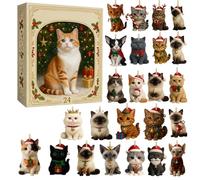 Cat Advent Calendars 2025, 24 Days Cat Lovers Christmas Countdown Calendar with 2D Acrylic Cute Cats Pendant for Kids Adults