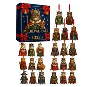 Cat advent calendart - 26x18x3cm Acrylic Cat Ornament | 24 Days Advent catts Decorations For Christmas Tree, Window, Wall, Home, Party, Pet Lover, Holiday, Collection, Festive Fun