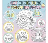 Cat Adventure Coloring Book: Cute Kawaii Cat Scenes for Kids, Teens, and Adults
