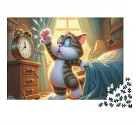 Cat Alarm Clock Puzzle 1000 Pezzi in Cartone Per Adulti Decorare Casa Passare Il Tempo Set Completo Offerta Speciale Con Poster 52x38cm/1000pcs