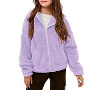 Cat and Coat per ragazze, casual, a maniche lunghe, felpa, top, cappotto invernale in pile (viola chiaro, 5-6 anni)