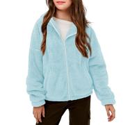 Cat and Coat per ragazze, casual, a maniche lunghe, felpa, top, invernale, in pile, per tutti i giorni, colore azzurro, 13-14 anni