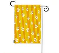 Cat And Dog Footprints Welcome Garden Flag, Animal Pet Kitty Puppy Paw Yellow Stripes Icon Farmhouse Garden Flags 12x18 Inch Yard Flag Banner Portico Bandiere per Patio Prato Villa Park Outdoor