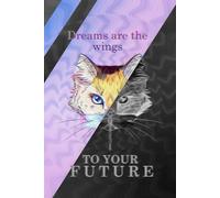 Cat And Dragonfly Glitch Notebook: 6x9 Checked Pages | Animal Iiiustration Notebook, for Kids, Students and Adults