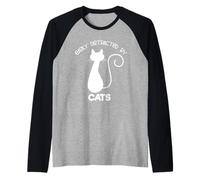 Cat And Kitten Lovers Easily Distracted by Cats Maglia con Maniche Raglan