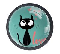 Cat and Love - Confezione da 4 pomelli per cassetti, pomelli e tiranti alla moda, per mobili da cucina, per armadio/armadio/armadio
