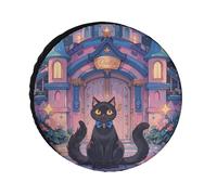 Cat and Magic Castle Gate, copertura per ruota di scorta Oxford da 66 cm, accessori da viaggio, impermeabile e antipolvere, per camper, jeep, SUV, camion