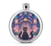 Cat and Magic Castle Gate - Fiaschetta per liquori, in acciaio inox, a prova di perdite, portatile, per esterni, campeggio, viaggi, regali