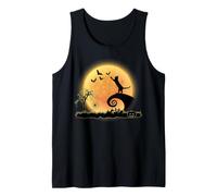 Cat And Moon Funny Kitty Animal Scary Halloween Costume Canotta
