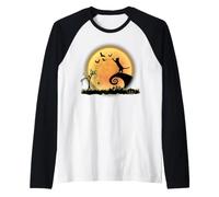 Cat And Moon Funny Kitty Animal Scary Halloween Costume Maglia con Maniche Raglan