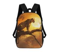 Cat And Pizza - Zaino per la scuola, con stampa 3D, borsa per il pranzo, zaino da viaggio, zaino per amici, zaino per la scuola per ragazze e ragazzi, Sunlit Lioness, 17"