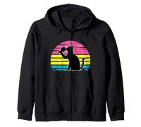Cat And Wine Pansessuale Pride, alleato LGBT-Q Che beve in Stile retrò Felpa con Cappuccio