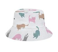 Cat Animal Pattern Cappellino Pescatore Pieghevole Cappello Bob Casual Fisherman's Hat per Caccia Uomini Vacanze